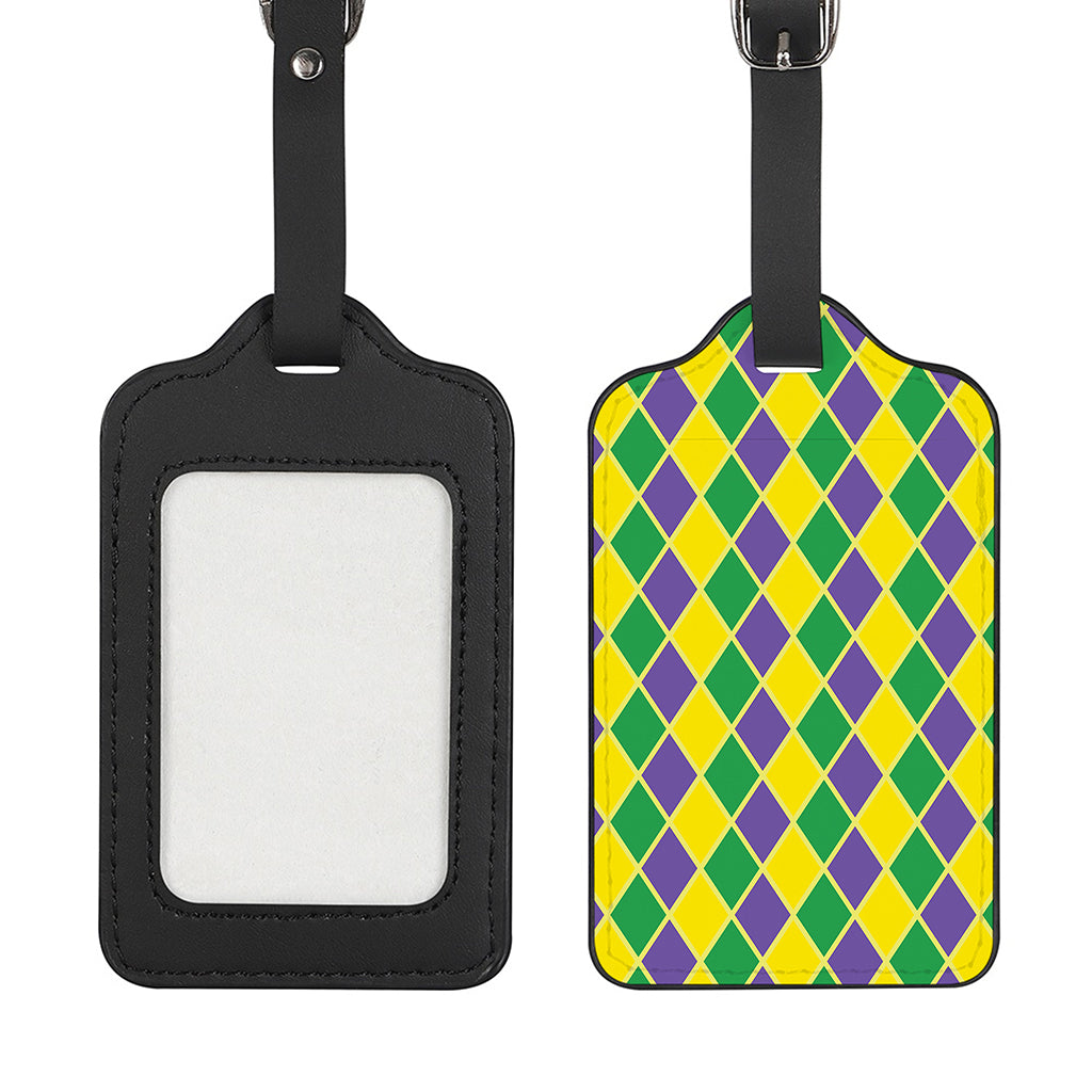 Purple Green And Yellow Mardi Gras Print Luggage Tag