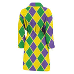 Purple Green And Yellow Mardi Gras Print Men's Bathrobe