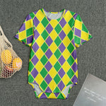 Purple Green And Yellow Mardi Gras Print Men's Bodysuit