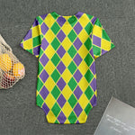 Purple Green And Yellow Mardi Gras Print Men's Bodysuit
