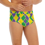 Purple Green And Yellow Mardi Gras Print Men's Briefs