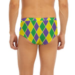 Purple Green And Yellow Mardi Gras Print Men's Briefs