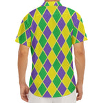 Purple Green And Yellow Mardi Gras Print Men's Deep V-Neck Shirt