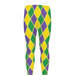 Purple Green And Yellow Mardi Gras Print Men's leggings