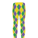 Purple Green And Yellow Mardi Gras Print Men's leggings