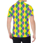 Purple Green And Yellow Mardi Gras Print Men's Shirt