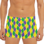 Purple Green And Yellow Mardi Gras Print Men's Short Boxer Briefs