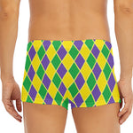 Purple Green And Yellow Mardi Gras Print Men's Short Boxer Briefs