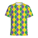 Purple Green And Yellow Mardi Gras Print Men's Sports T-Shirt