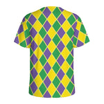 Purple Green And Yellow Mardi Gras Print Men's Sports T-Shirt