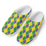 Purple Green And Yellow Mardi Gras Print Mesh Casual Shoes