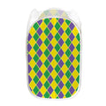 Purple Green And Yellow Mardi Gras Print Mesh Laundry Hamper
