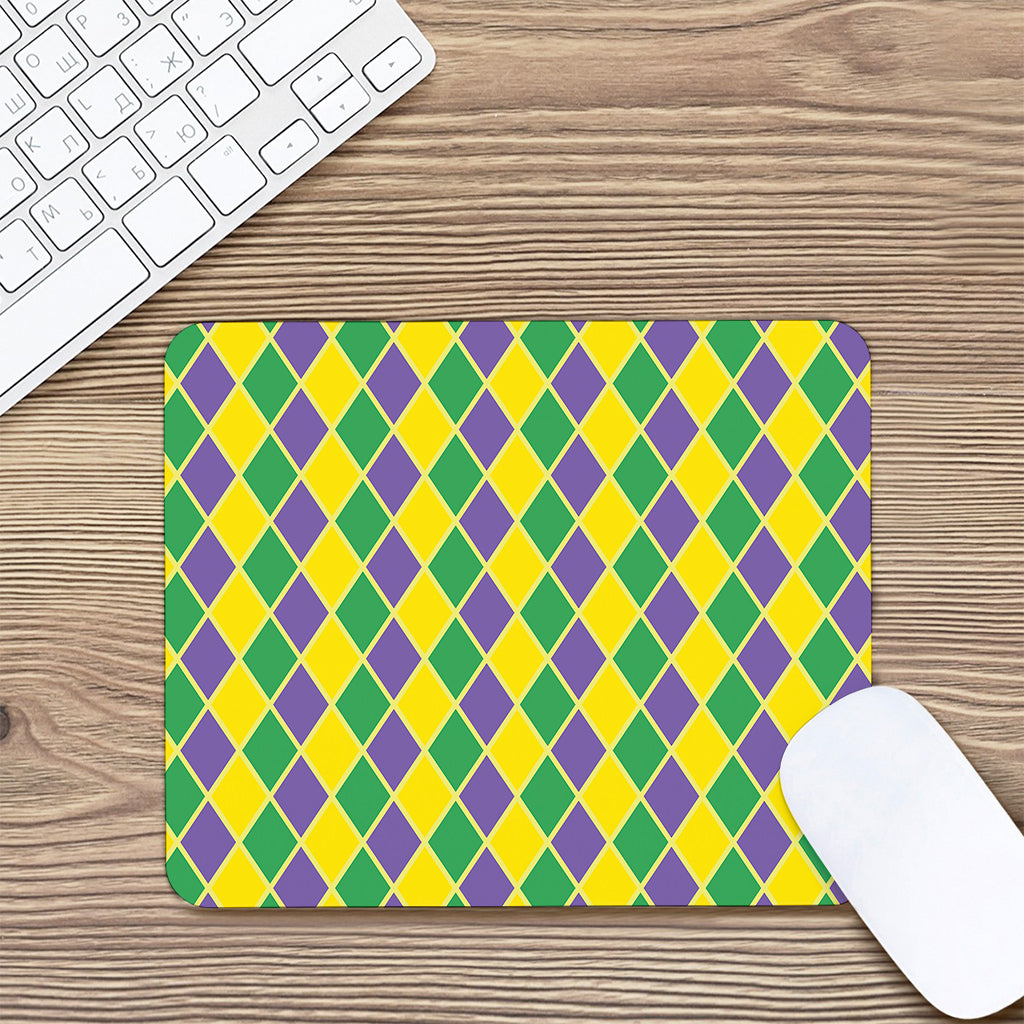 Purple Green And Yellow Mardi Gras Print Mouse Pad