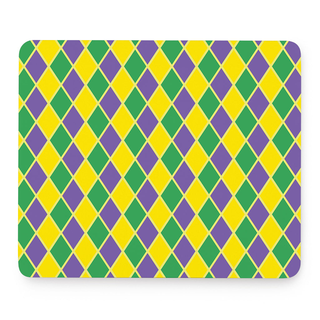 Purple Green And Yellow Mardi Gras Print Mouse Pad