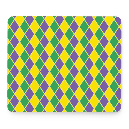 Purple Green And Yellow Mardi Gras Print Mouse Pad