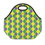 Purple Green And Yellow Mardi Gras Print Neoprene Lunch Bag
