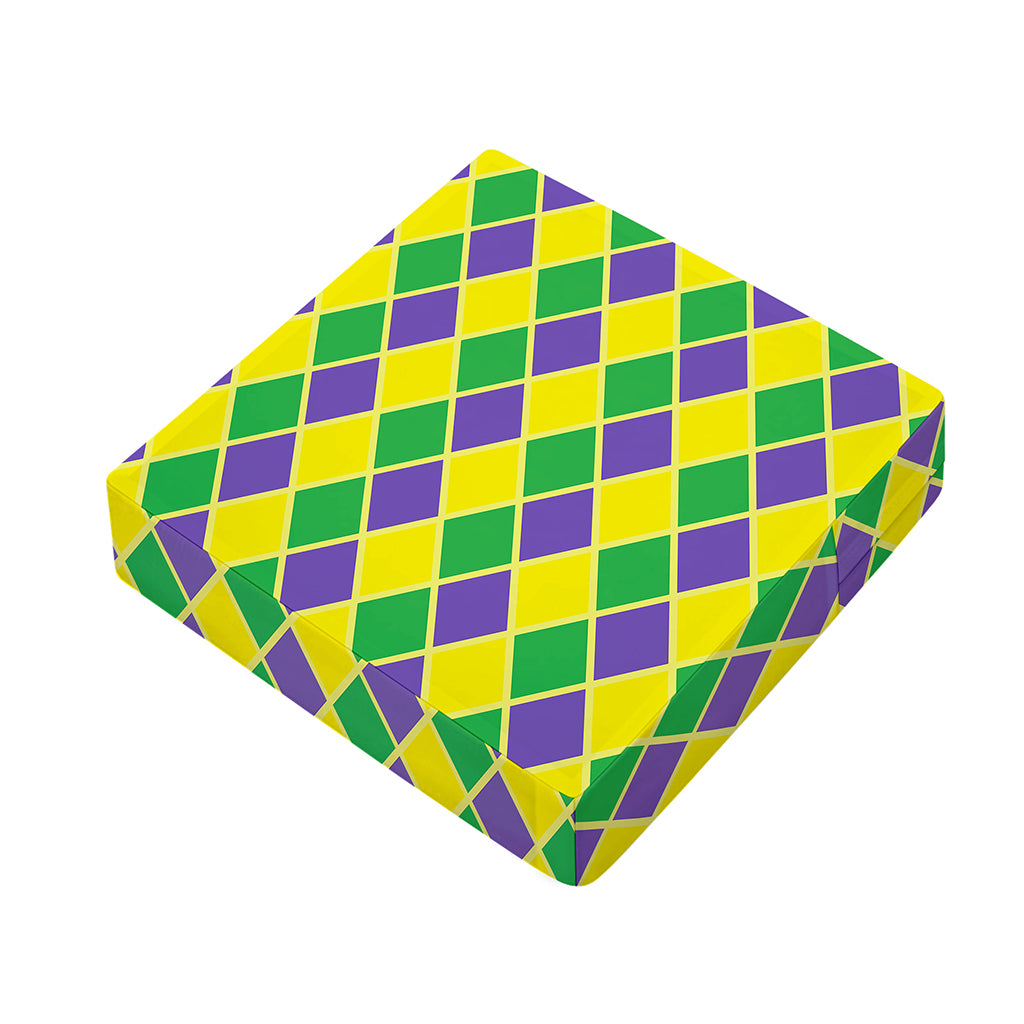 Purple Green And Yellow Mardi Gras Print Outdoor Seat Cushion Cover
