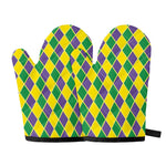 Purple Green And Yellow Mardi Gras Print Oven Mitts