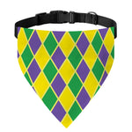 Purple Green And Yellow Mardi Gras Print Over The Collar Dog Bandana