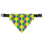 Purple Green And Yellow Mardi Gras Print Over The Collar Dog Bandana