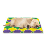 Purple Green And Yellow Mardi Gras Print Pet Cooling Mat Cover