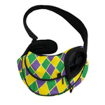 Purple Green And Yellow Mardi Gras Print Pet Sling Carrier
