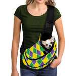 Purple Green And Yellow Mardi Gras Print Pet Sling Carrier