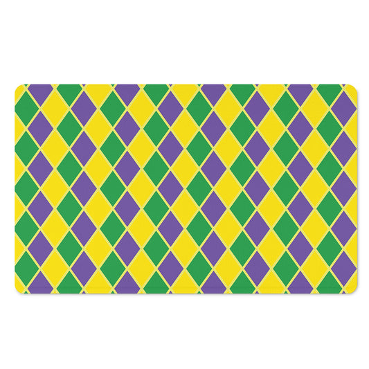 Purple Green And Yellow Mardi Gras Print Polyester Doormat