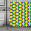 Purple Green And Yellow Mardi Gras Print Polyester Shower Curtain