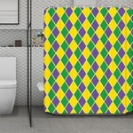 Purple Green And Yellow Mardi Gras Print Polyester Shower Curtain