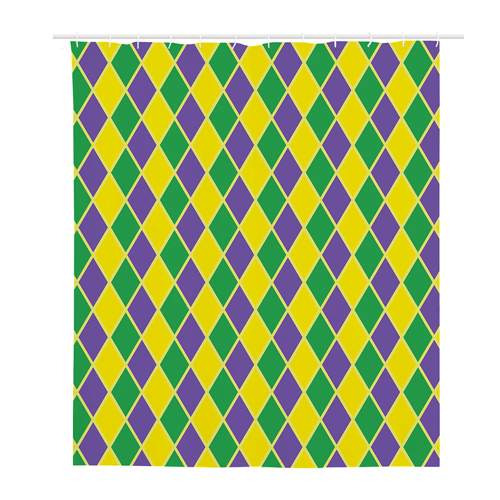 Purple Green And Yellow Mardi Gras Print Polyester Shower Curtain