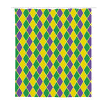 Purple Green And Yellow Mardi Gras Print Polyester Shower Curtain