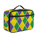 Purple Green And Yellow Mardi Gras Print Portable Lunch Bag