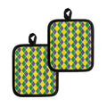 Purple Green And Yellow Mardi Gras Print Pot Holders
