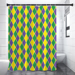 Purple Green And Yellow Mardi Gras Print Premium Shower Curtain