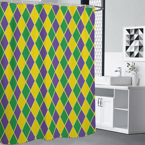 Purple Green And Yellow Mardi Gras Print Premium Shower Curtain