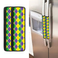 Purple Green And Yellow Mardi Gras Print Refrigerator Handle Covers