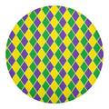 Purple Green And Yellow Mardi Gras Print Round Blanket