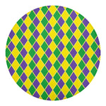 Purple Green And Yellow Mardi Gras Print Round Blanket
