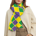 Purple Green And Yellow Mardi Gras Print Scarf