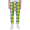Purple Green And Yellow Mardi Gras Print Joggers