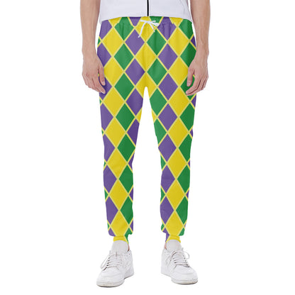 Purple Green And Yellow Mardi Gras Print Scuba Joggers