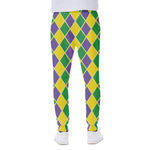 Purple Green And Yellow Mardi Gras Print Scuba Joggers