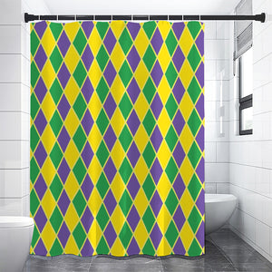 Purple Green And Yellow Mardi Gras Print Shower Curtain