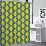 Purple Green And Yellow Mardi Gras Print Shower Curtain