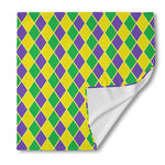 Purple Green And Yellow Mardi Gras Print Silk Bandana