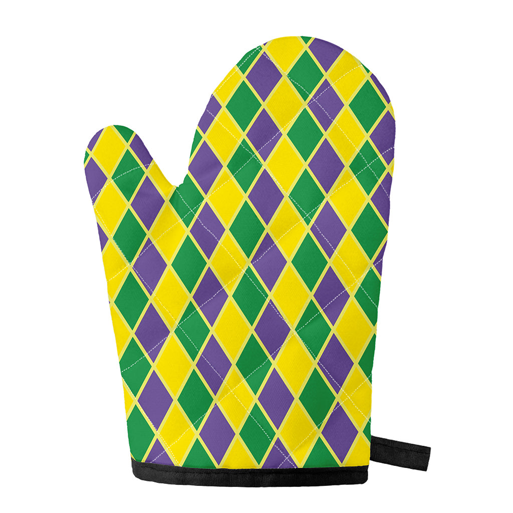 Purple Green And Yellow Mardi Gras Print Single Oven Mitt