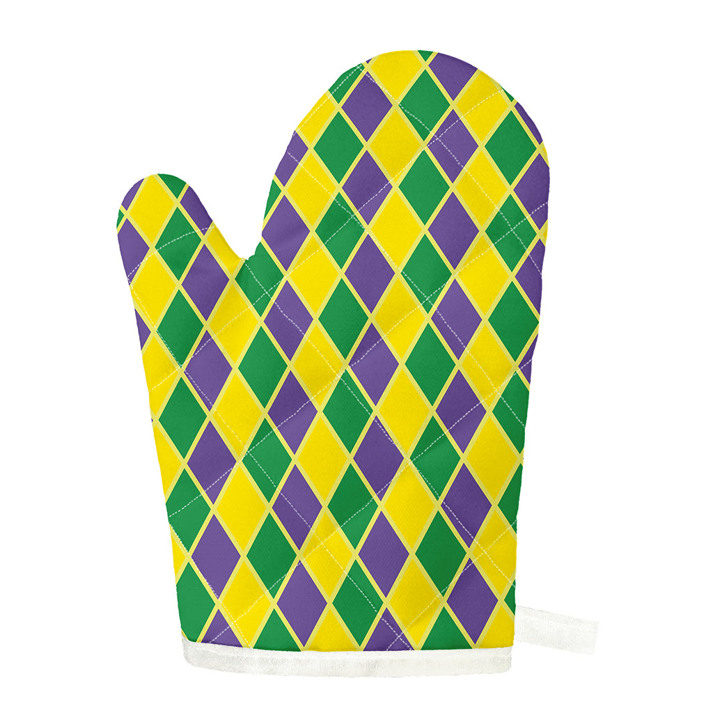 Purple Green And Yellow Mardi Gras Print Single Oven Mitt