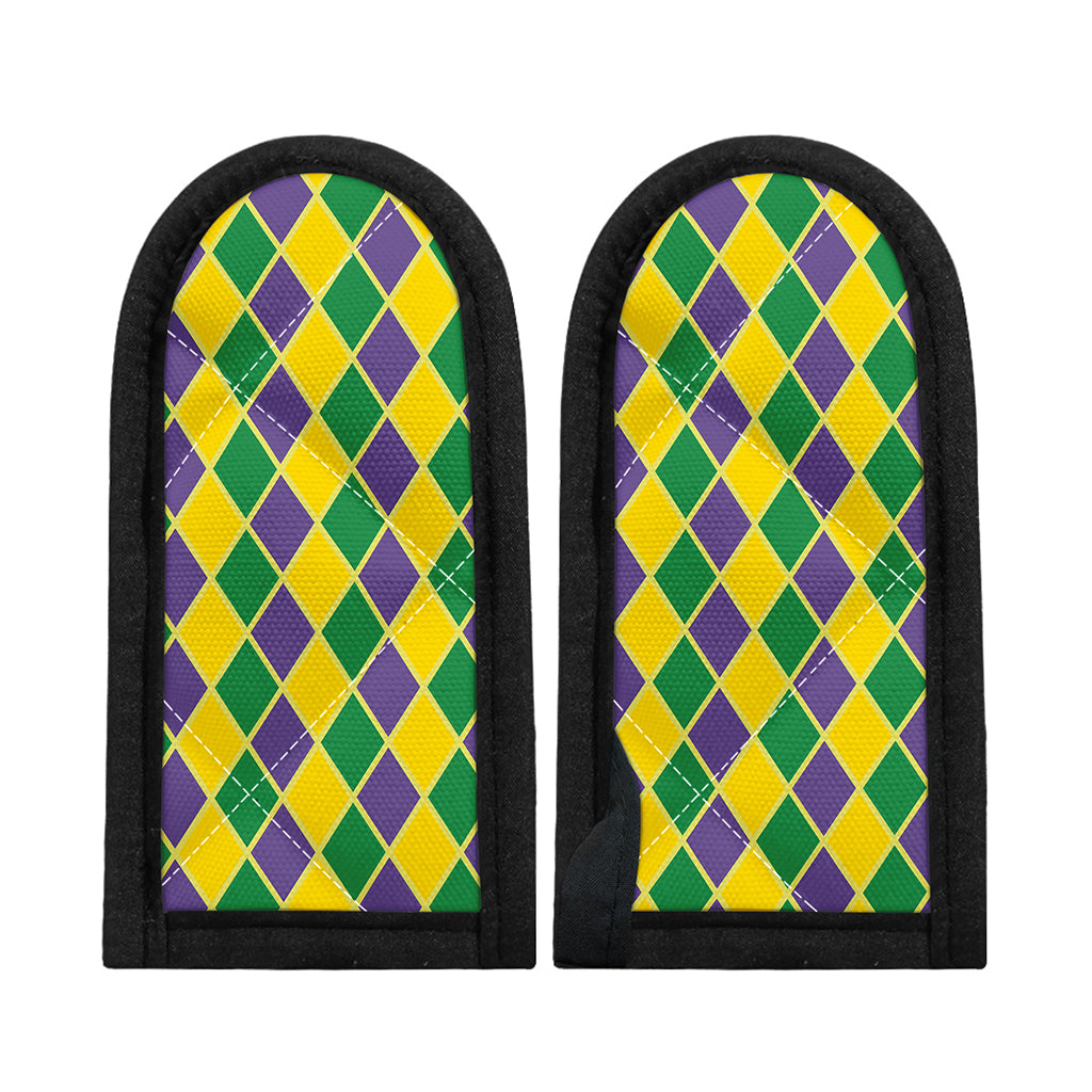 Purple Green And Yellow Mardi Gras Print Skillet Handle Cover