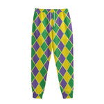 Purple Green And Yellow Mardi Gras Print Sweatpants